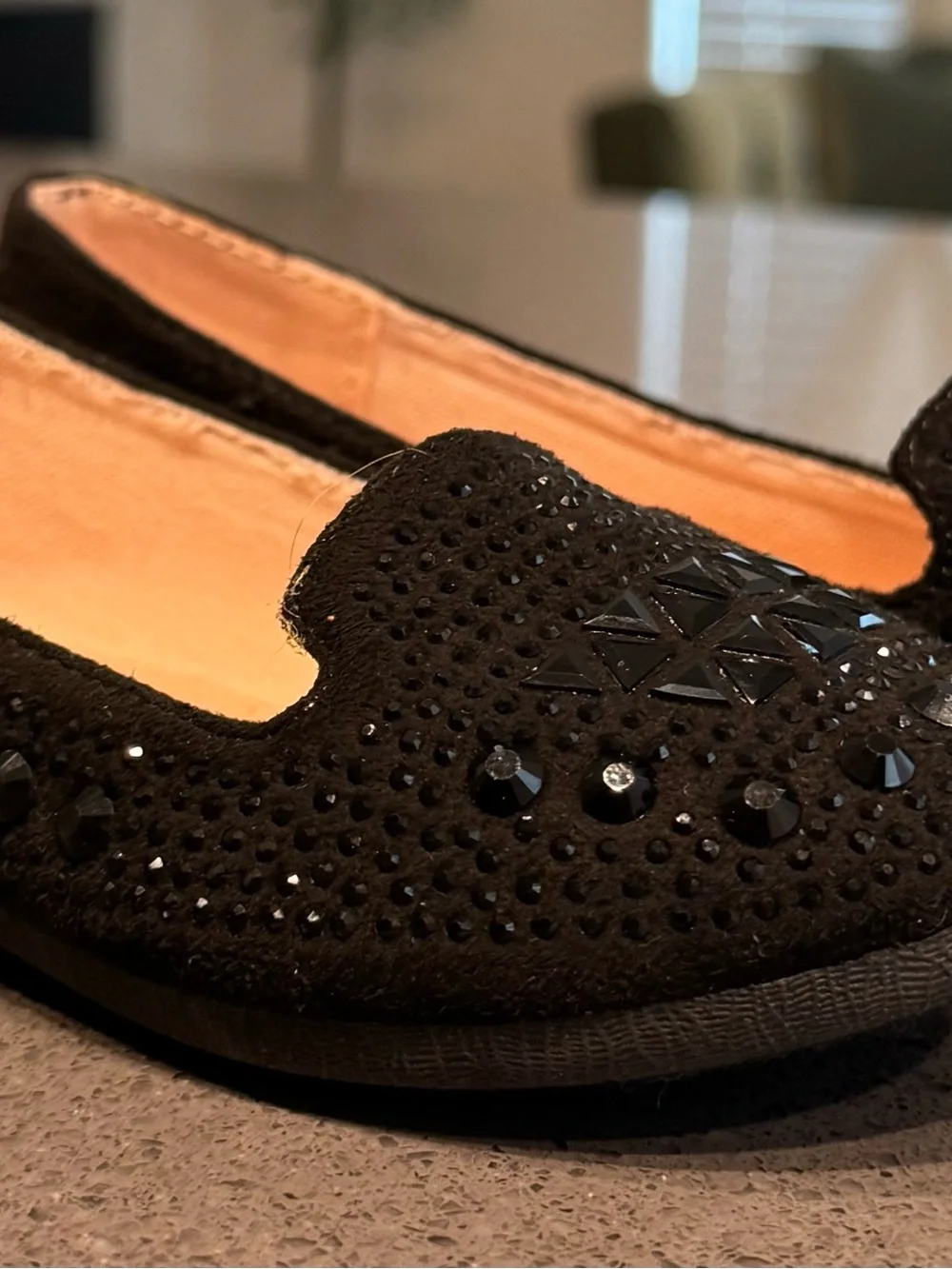 Black Embellished Little Girl’s Ballet Flats